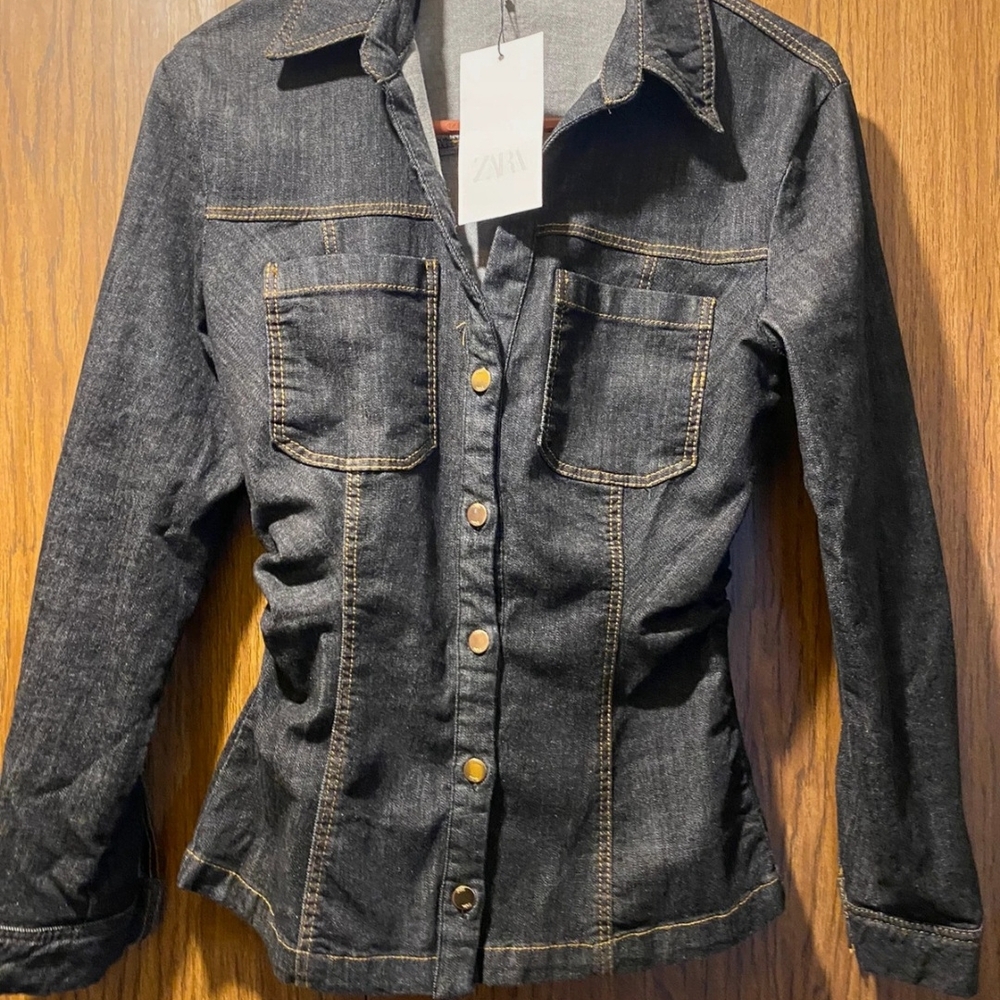 SOLD Zara Black Jean Jacket Classic Tailored Design